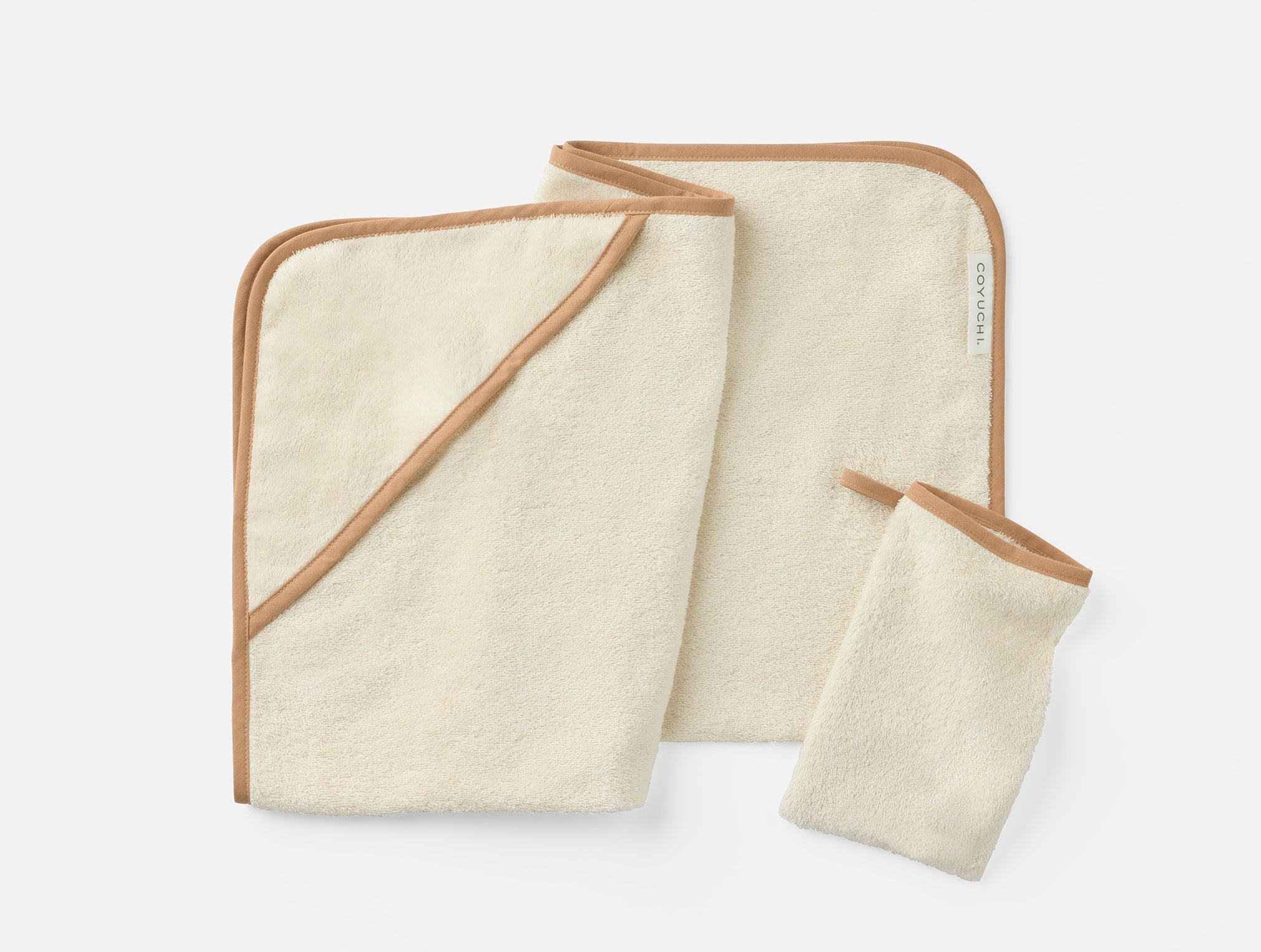 inousa Organic Baby Hooded Towel and Bath Mitt Set